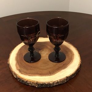 2 Amethyst Purple Marrón Wine Water Goblets